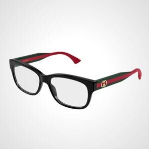New GUCCI Eyeglasses Black 51-15-140 Rectangular Cat Eye Green Red GG02780N